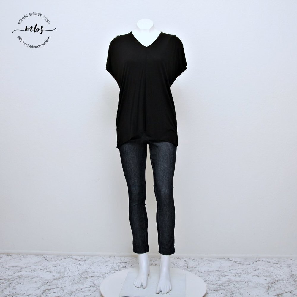 Vince V Neck Short Sleeve Side Slit Popover
